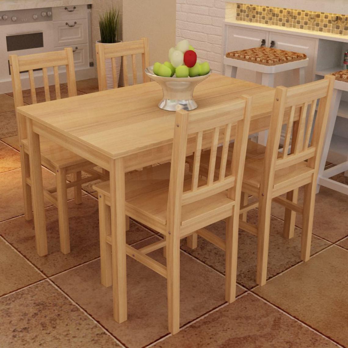 Chunhelife - Table de salle à manger en bois avec 4 chaises Naturel - Tables à manger