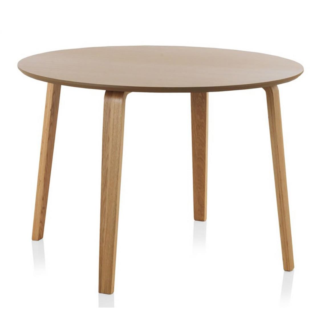 Pegane - Table à manger ronde avec plateau MDF en chêne coloris naturel - Ø 110 x Hauteur 75 cm - Tables à manger