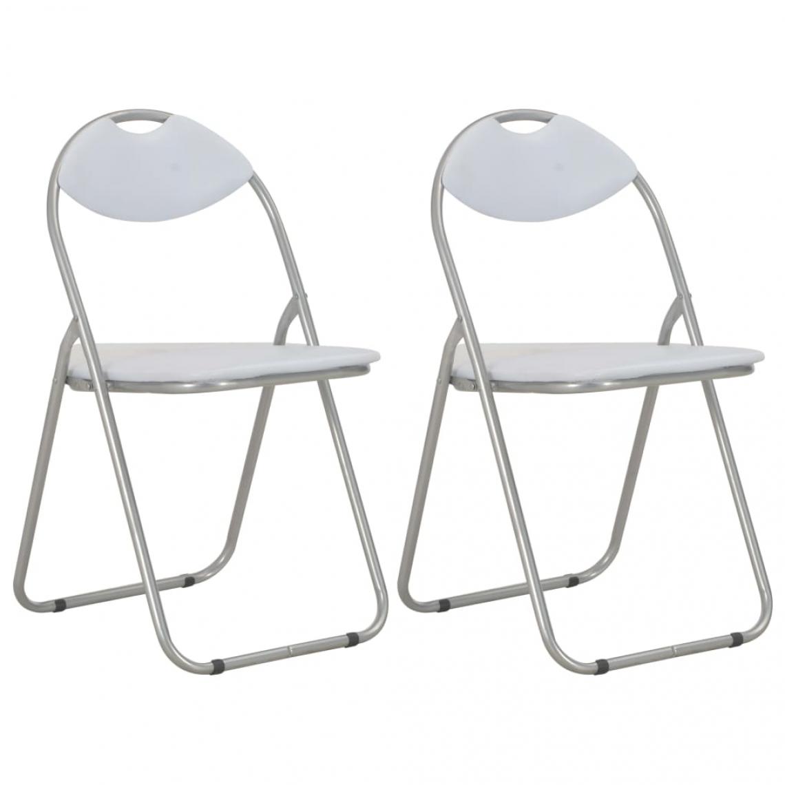 Decoshop26 - Lot de 2 chaises de salle à manger cuisine pliantes design rétro similicuir blanc CDS020948 - Chaises