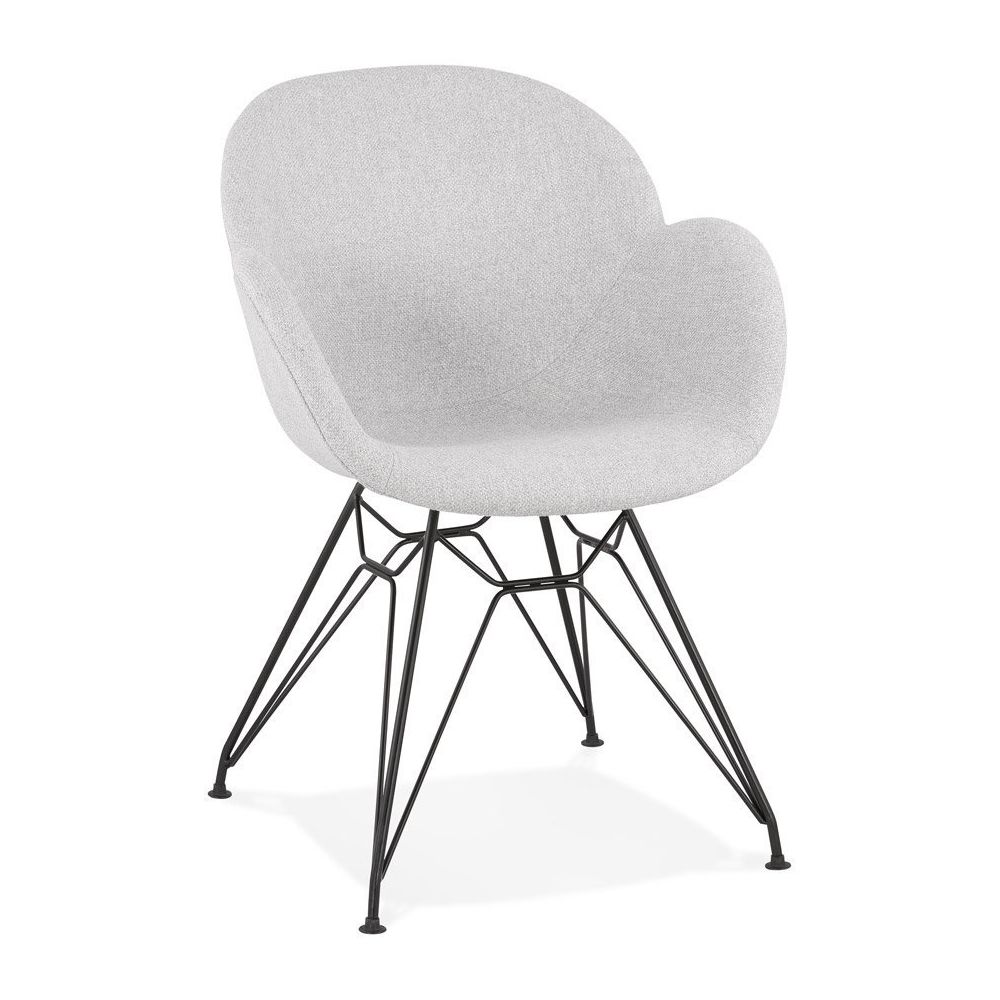 Alterego - Chaise design 'PLANET' en tissu gris clair avec pieds en métal noir - Chaises
