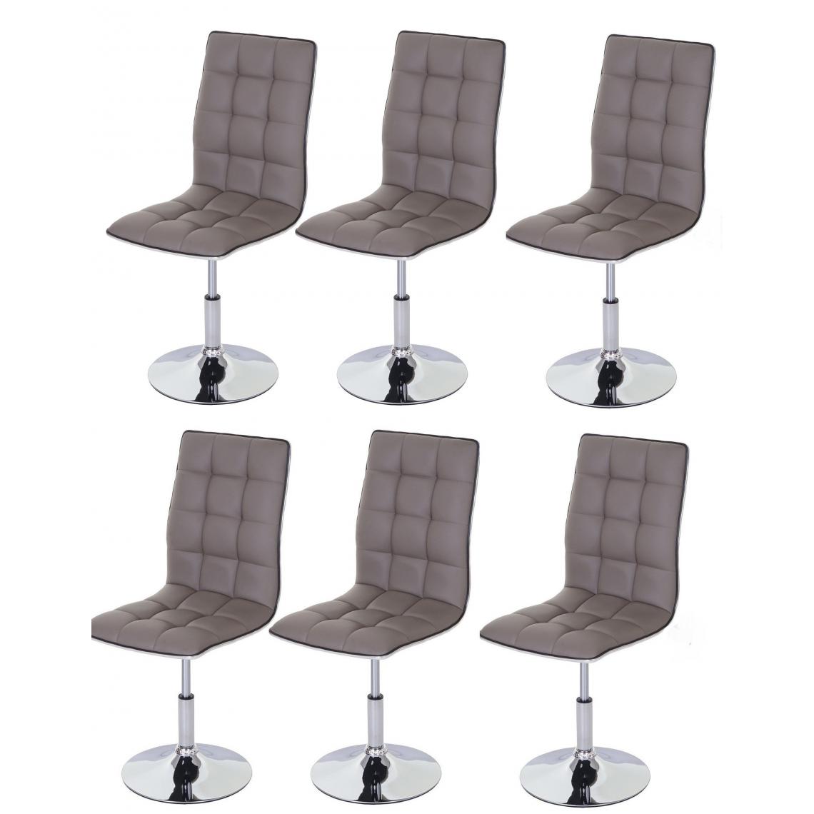 Decoshop26 - Lot de 6 chaises de salle à manger hauteur réglable en similicuir taupe CDS04294 - Chaises