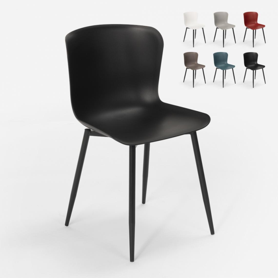 Ahd Amazing Home Design - Chaise design moderne en polypropylène et métal pour cuisine bar restaurant Chloe, Couleur: Noir - Chaises