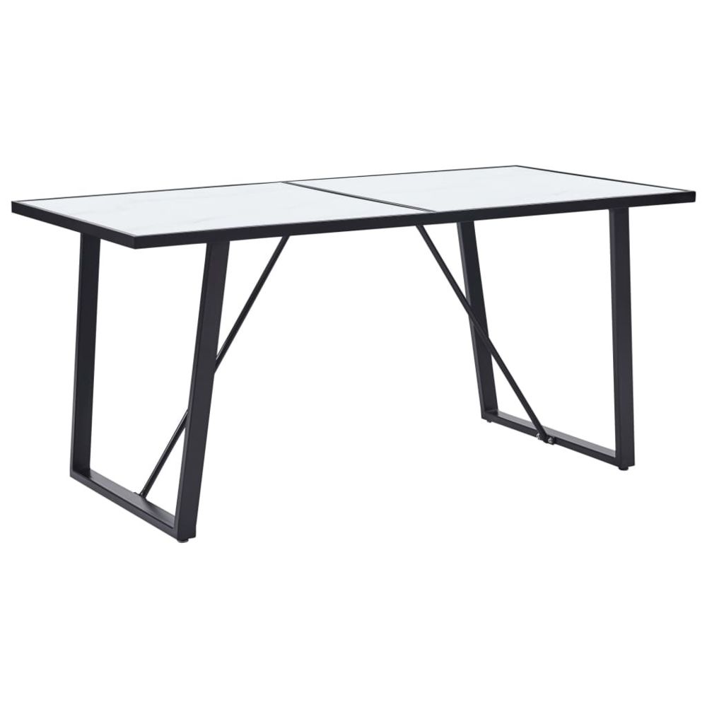 marque generique - Joli Tables collection Helsinki Table de salle à manger Blanc 160x80x75 cm Verre trempé - Tables à manger