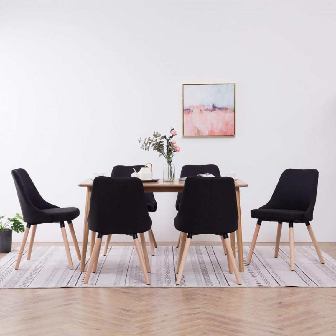 Icaverne - Esthetique Fauteuils et chaises selection Oslo Chaises de salle à manger 6 pcs Noir Tissu - Chaises
