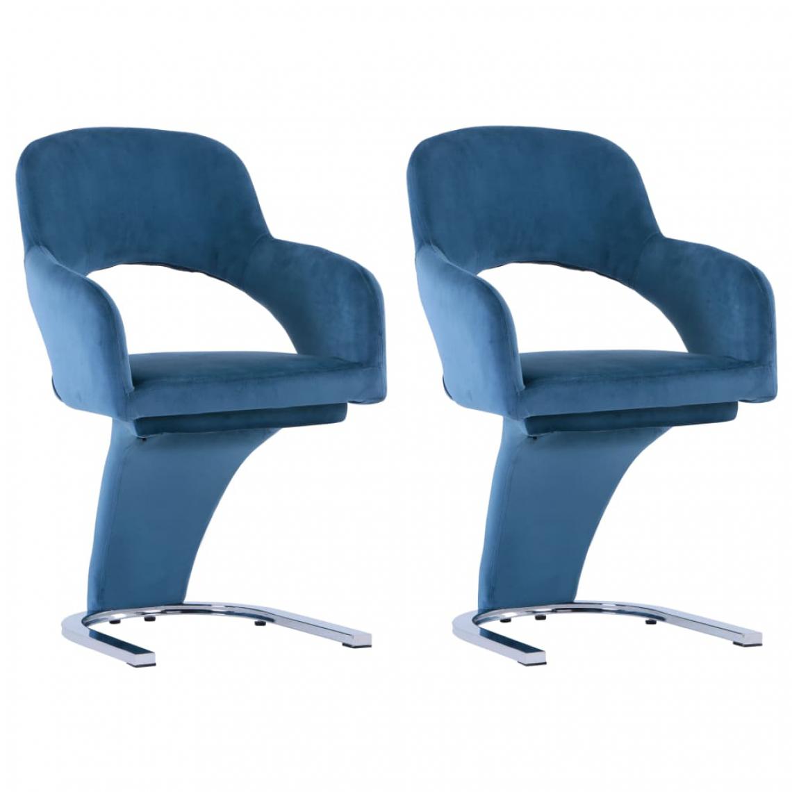 Vidaxl - vidaXL Chaises de salle à manger 2 pcs Bleu Velours - Chaises