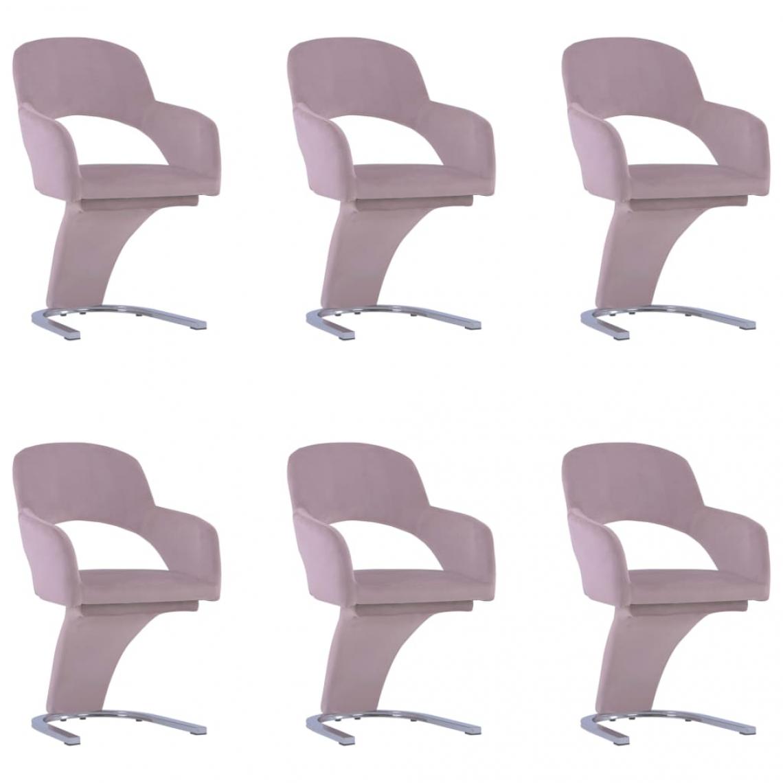 Decoshop26 - Lot de 6 chaises de salle à manger cuisine design élégant velours rose CDS022789 - Chaises