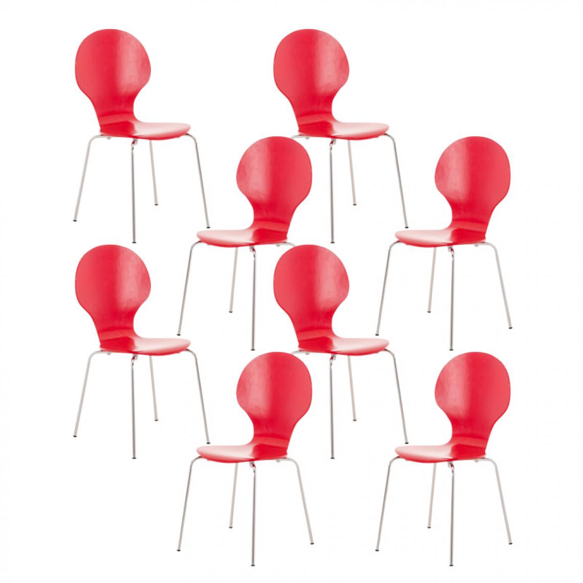 Icaverne - Contemporain Lot de 8 chaises visiteurs Vaduz couleur rouge - Chaises