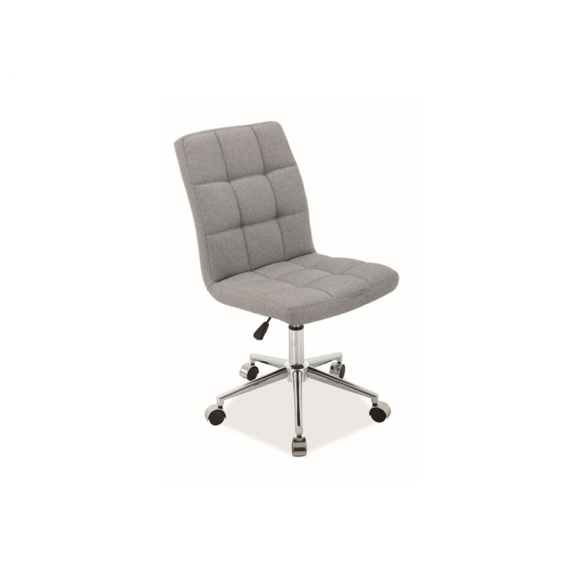 Hucoco - HORRE | Chaise pivotante avec piètement chromé | Hauteur : 87-97 cm | Piètement étoile | Chaise bureau ergonomique - Gris - Chaises