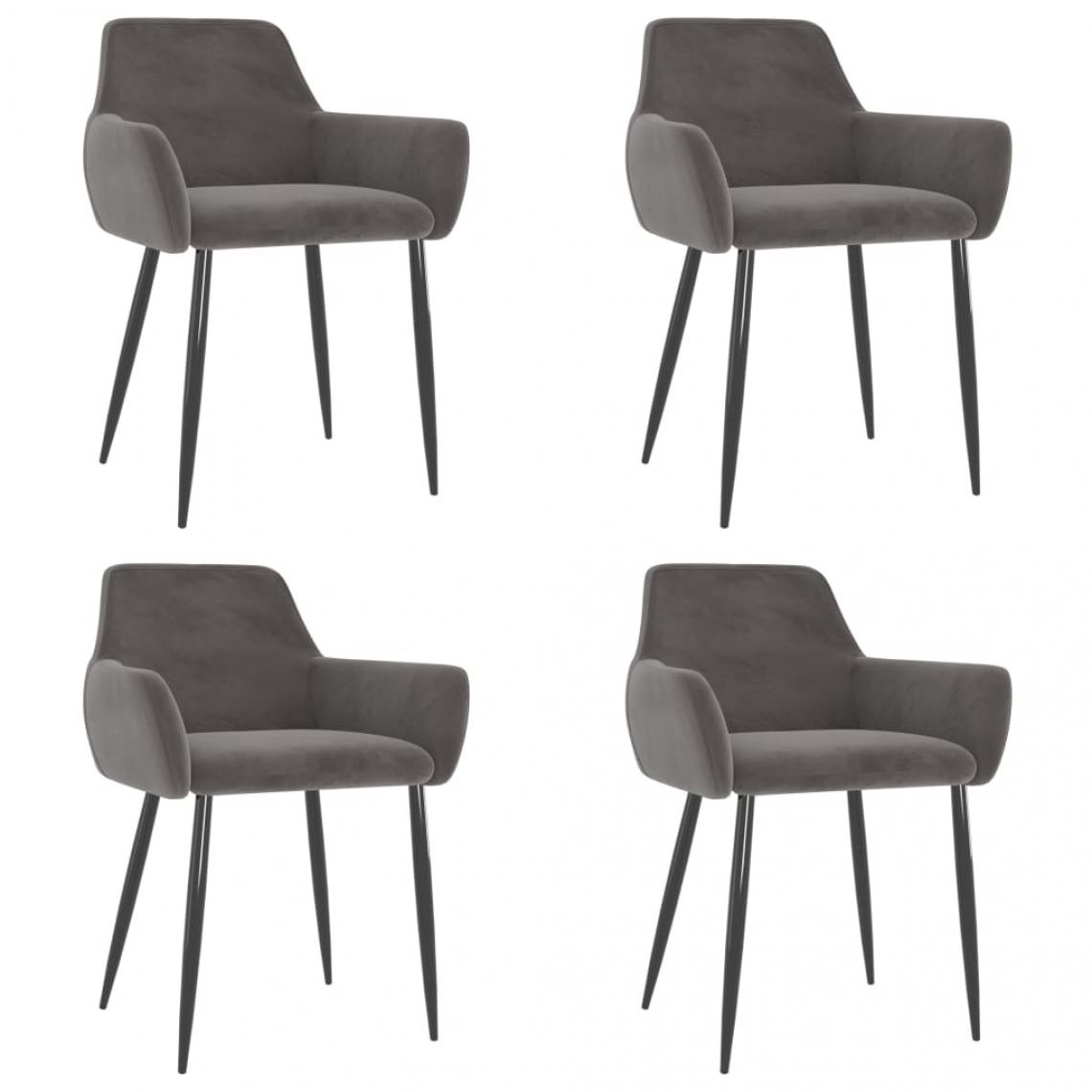 Decoshop26 - Lot de 4 chaises de salle à manger cuisine design moderne velours gris foncé CDS021574 - Chaises