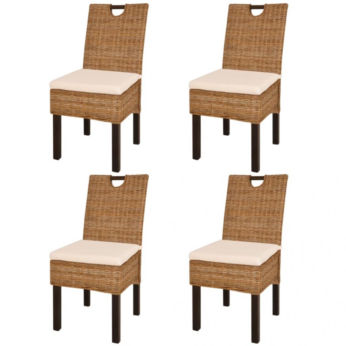 Decoshop26 - Lot de 4 chaises de salle à manger cuisine design classique rotin Kubu bois de manguier CDS021927 - Chaises