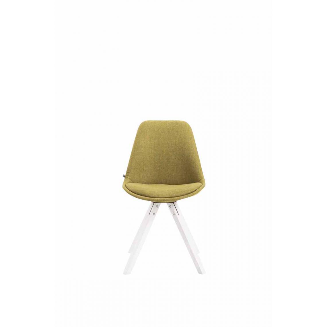 Icaverne - Superbe Chaise visiteur serie Katmandou tissu carré blanc couleur vert - Chaises