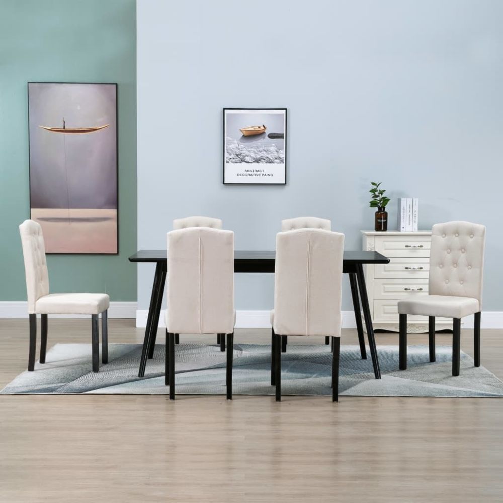marque generique - Inedit Fauteuils et chaises ensemble Douchanbé Chaises de salle à manger 6 pcs Crème Tissu - Chaises