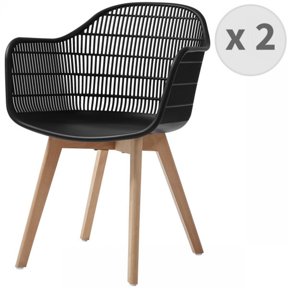 Moloo - MERIDA-Chaise scandinave noir pieds hêtre (x2) - Chaises