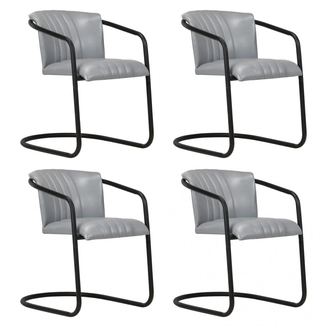 Decoshop26 - Lot de 4 chaises de salle à manger cuisine design moderne cuir véritable gris CDS021535 - Chaises