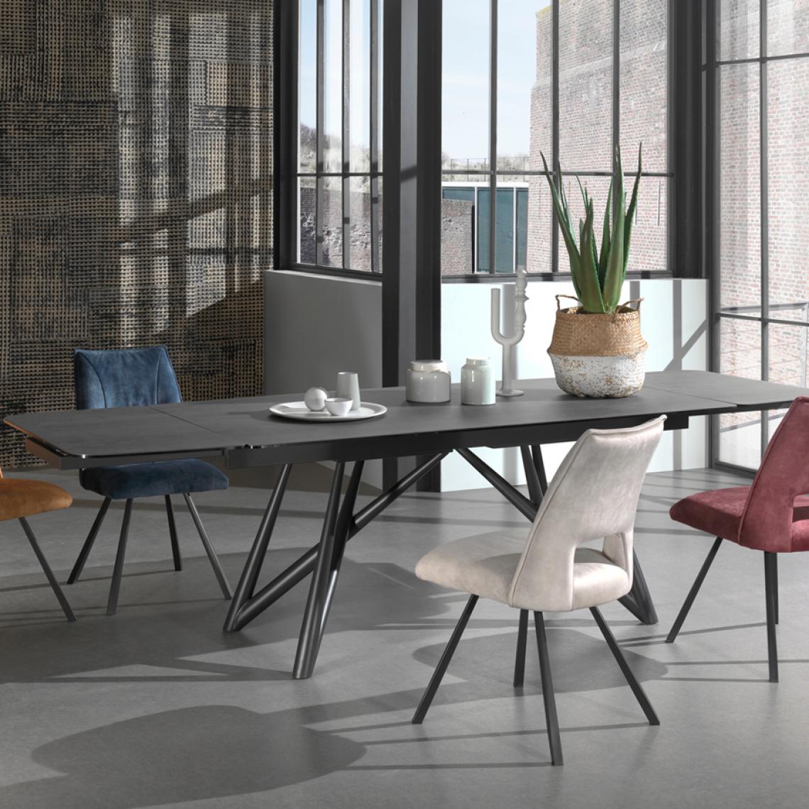 Nouvomeuble - Table céramique anthracite avec rallonge HELOISE - Tables à manger