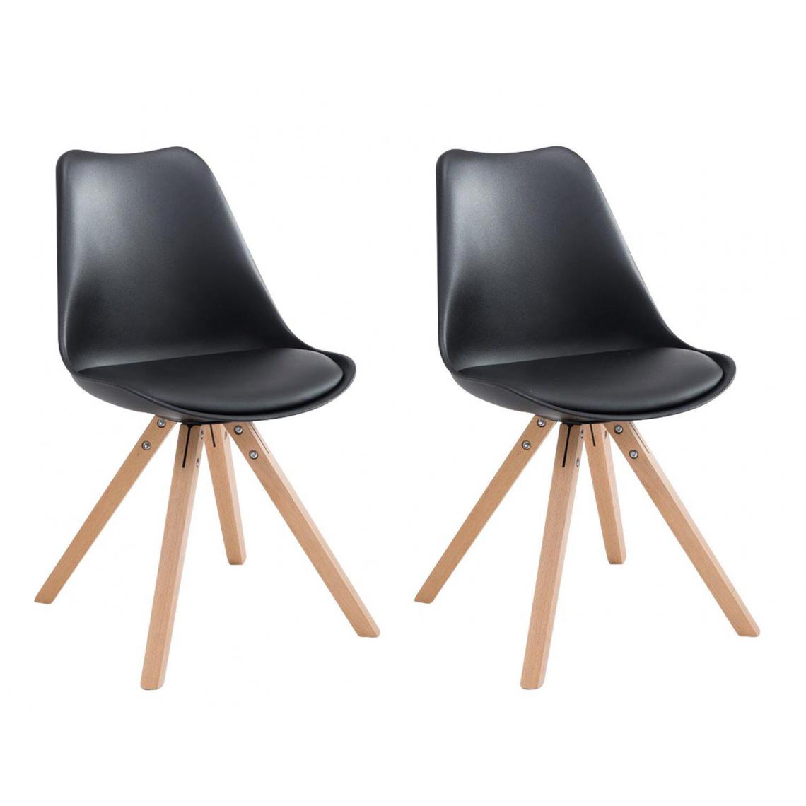 Decoshop26 - Lot de 2 chaises de salle à manger scandinave simili-cuir noir pieds bois CDS10020 - Chaises