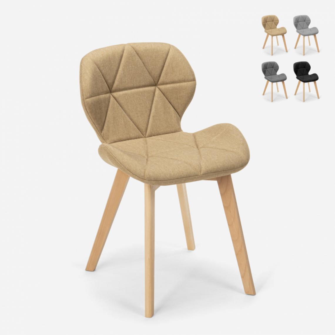 Ahd Amazing Home Design - Chaise design nordique pieds bois tissu cuisine bar restaurant Whale, Couleur: Beige - Chaises