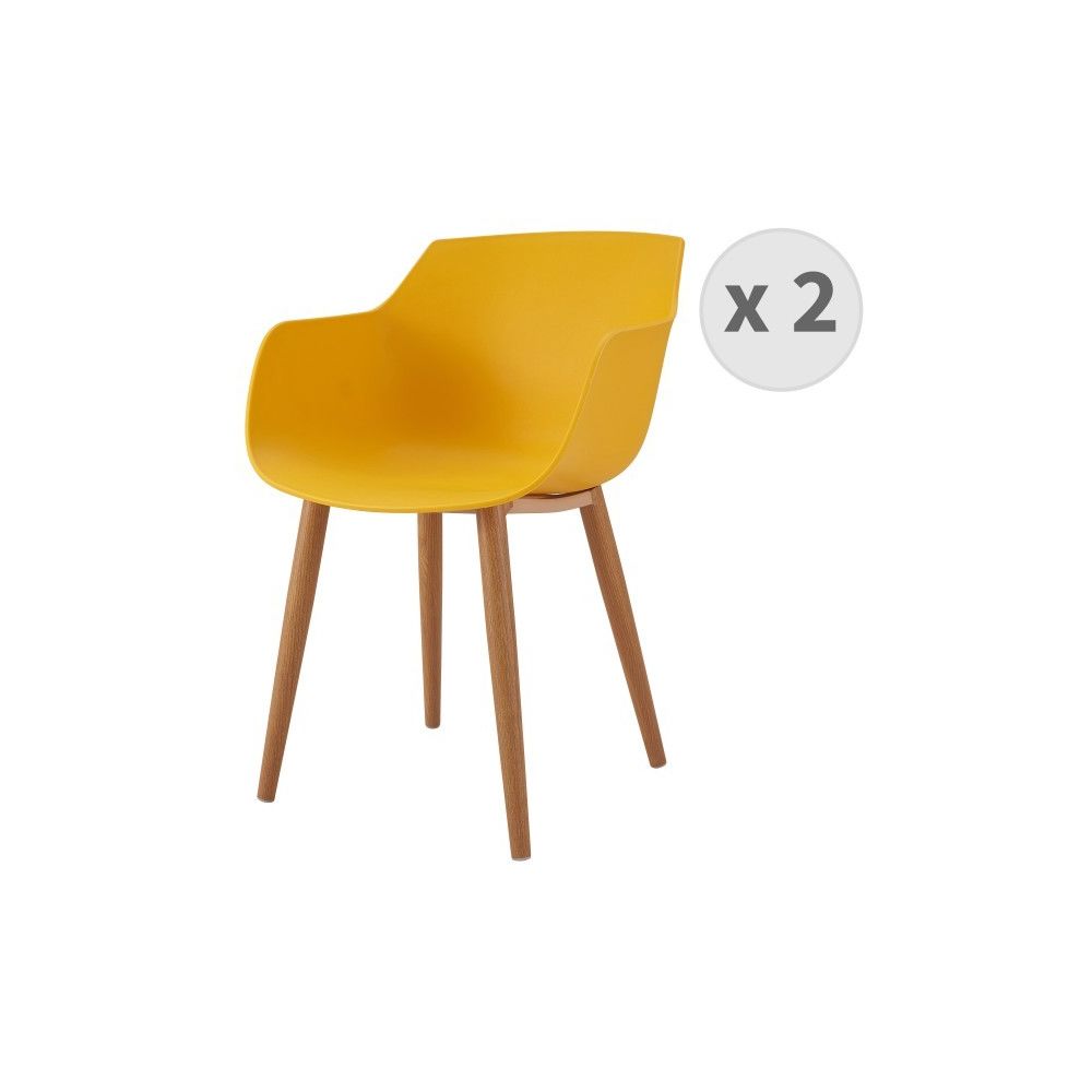 Moloo - ANDREA-Chaise scandinave curry pied métal effet bois (x2) - Chaises