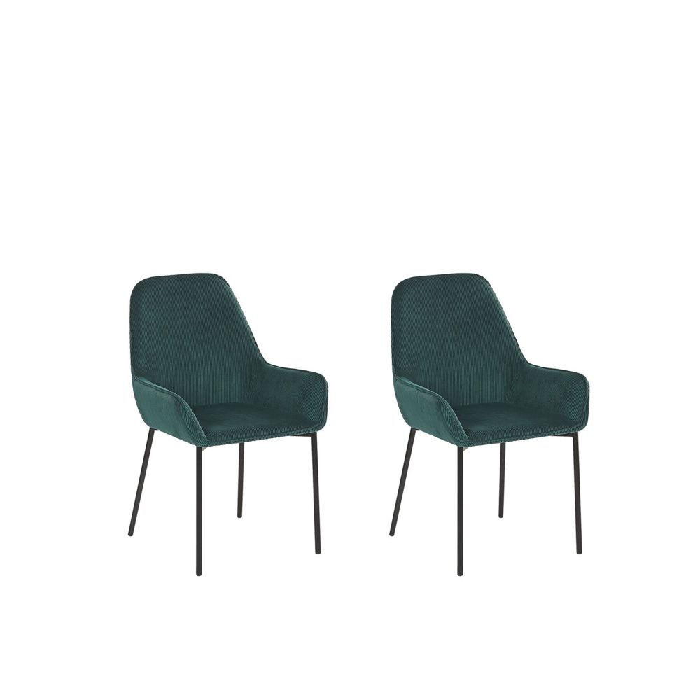 Beliani - Beliani Lot de 2 chaises de salle à manger en velours côtelé vert foncé MANTECA - - Chaises