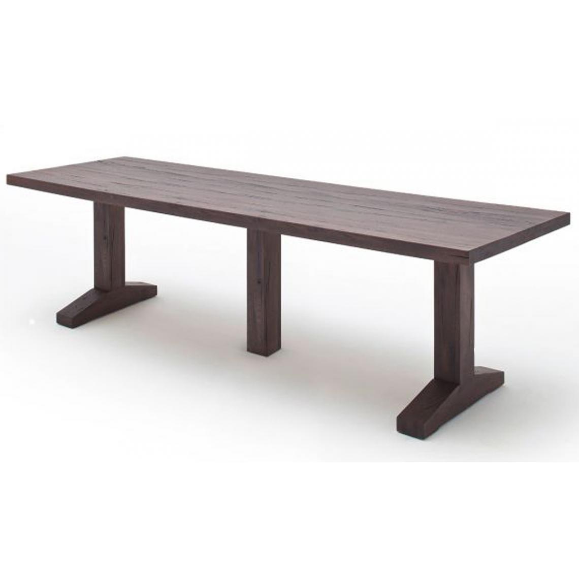 Pegane - Table à manger en chêne massif, patiné laqué - L.400 x H.76 x P.120 cm -PEGANE- - Tables à manger
