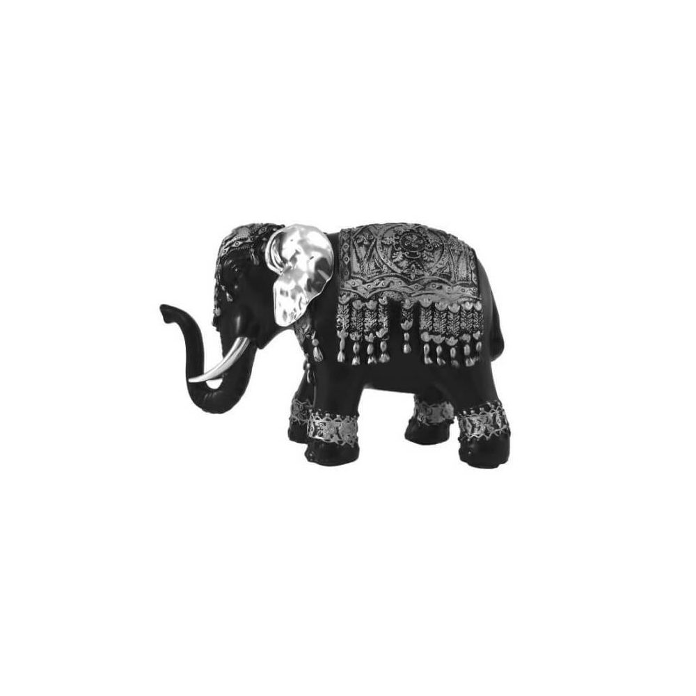 Kosilum - Statuette d'éléphant noir et argent - Petite taille - Statues