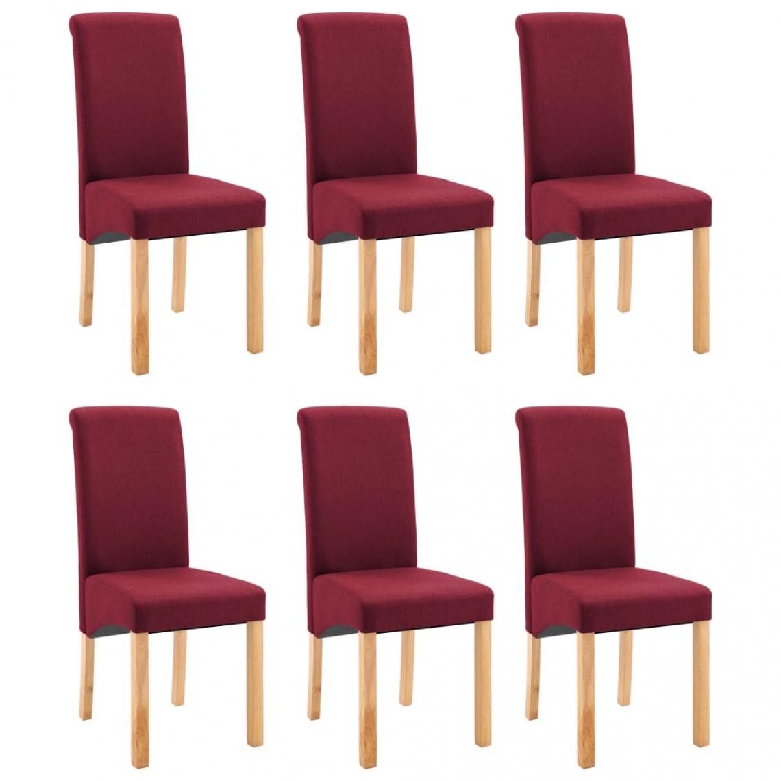 Decoshop26 - Lot de 6 chaises de salle à manger cuisine design classique tissu rouge CDS022841 - Chaises