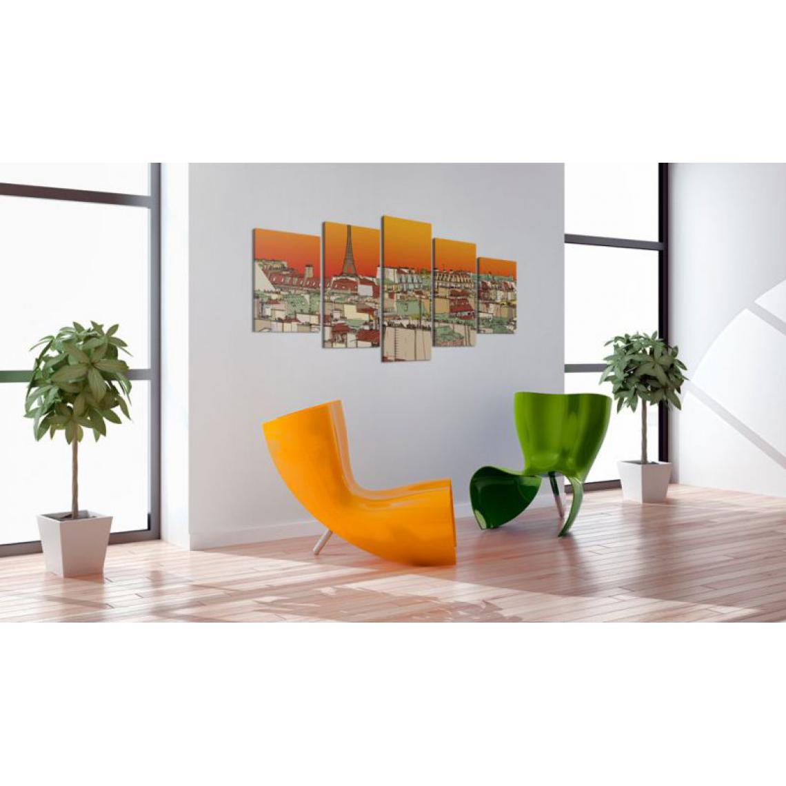 Artgeist - Tableau - Ciel parisien en couleur de l'orange .Taille : 100x50 - Tableaux, peintures