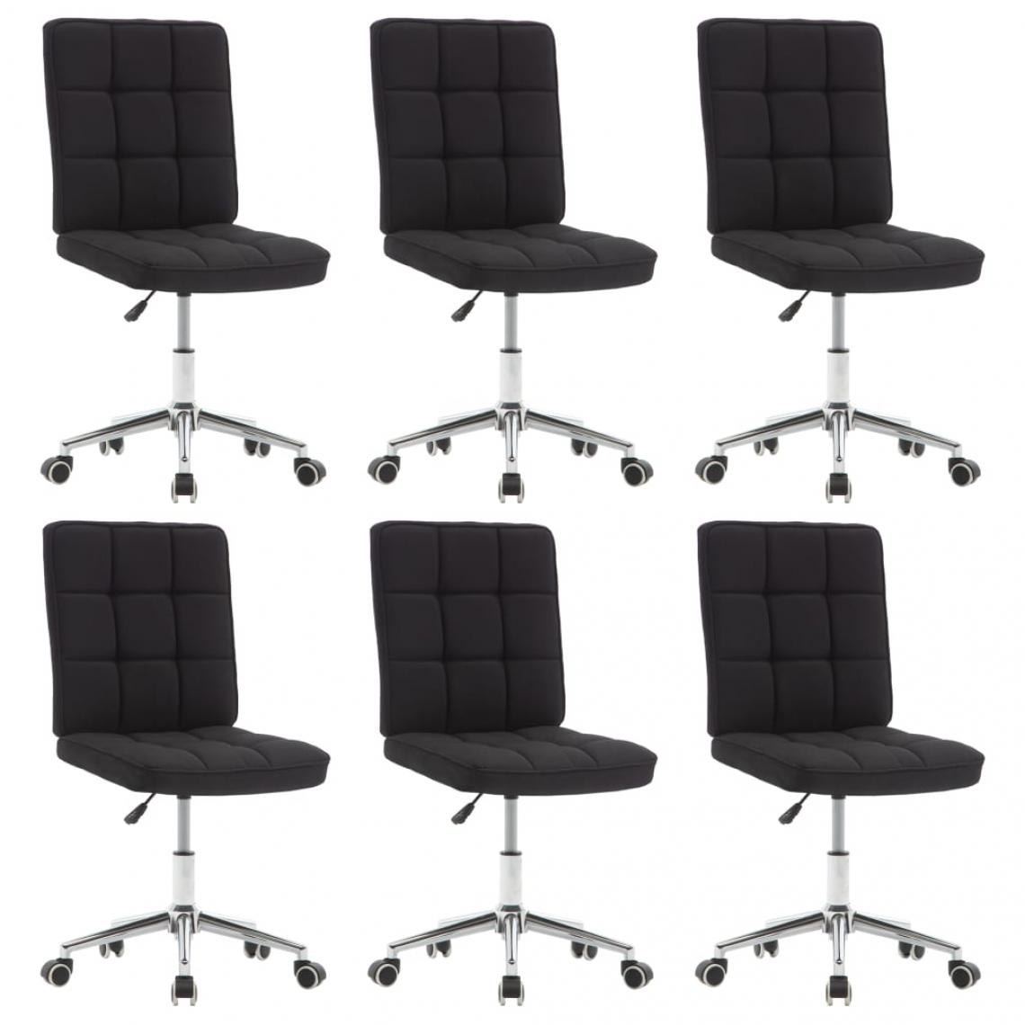 Decoshop26 - Lot de 6 chaises de salle à manger cuisine design moderne tissu noir CDS022722 - Chaises