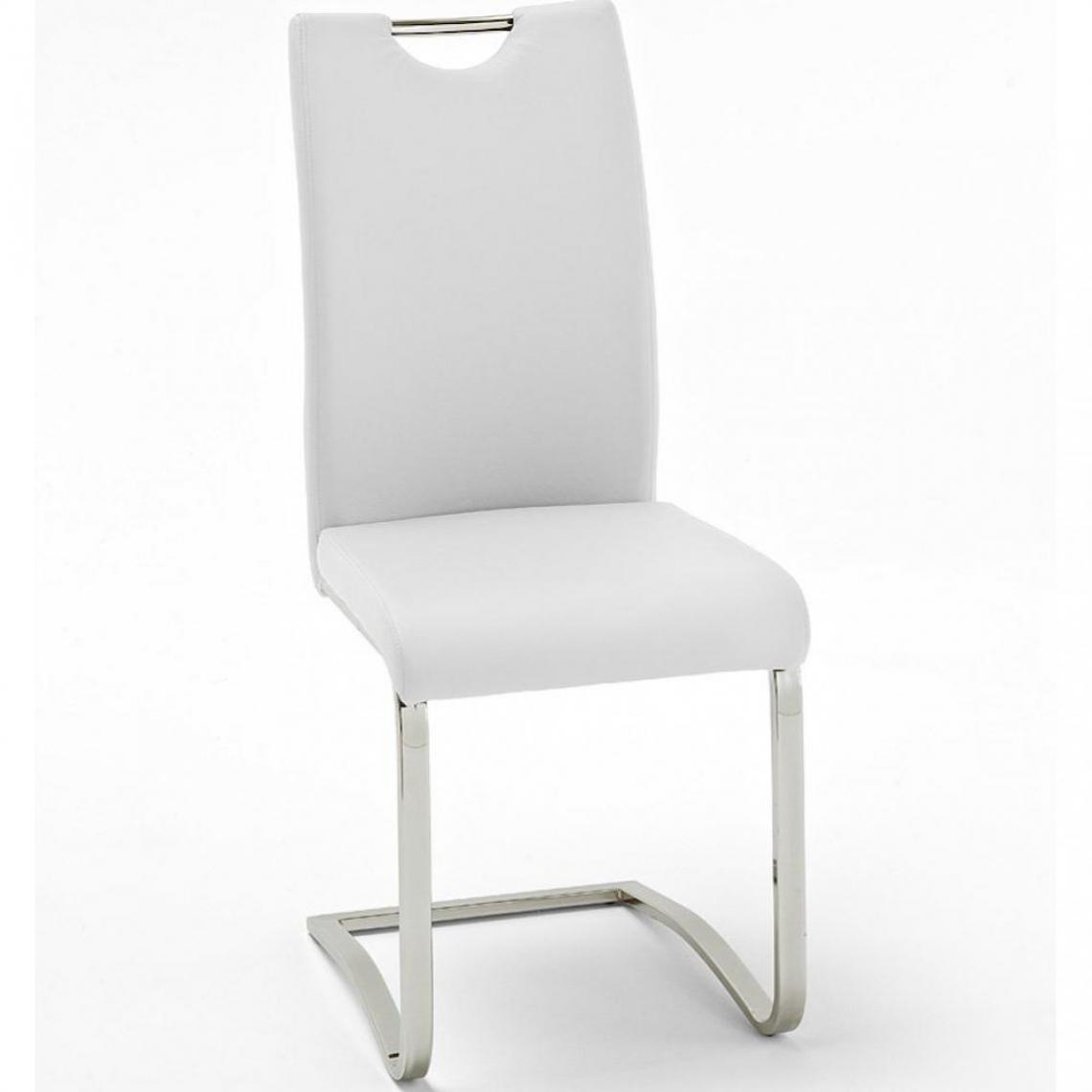 Inside 75 - Lot de 4 chaises KILOU tissu blanc avec piètement luge - Chaises