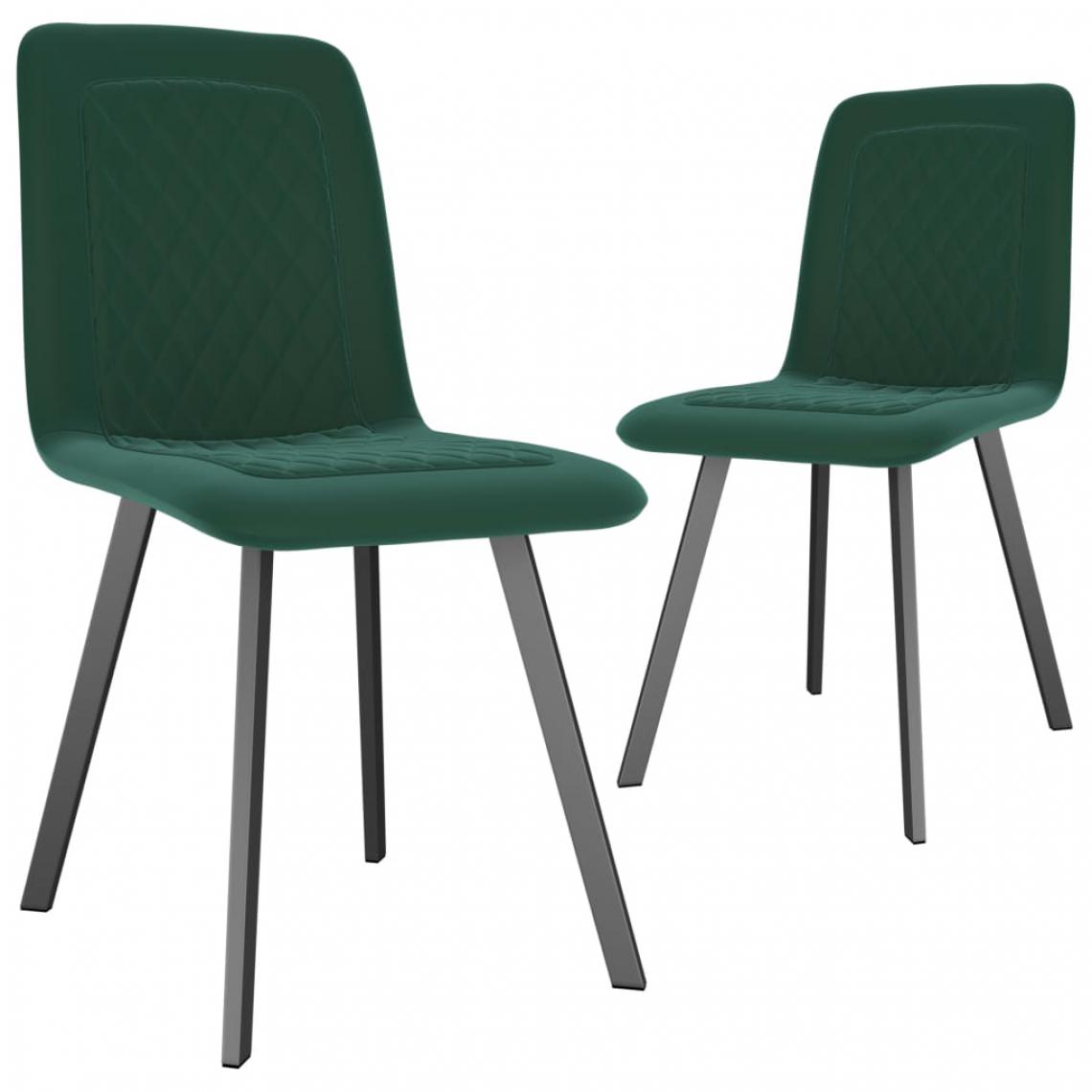 Decoshop26 - Lot de 2 chaises de salle à manger cuisine design moderne velours vert CDS021135 - Chaises