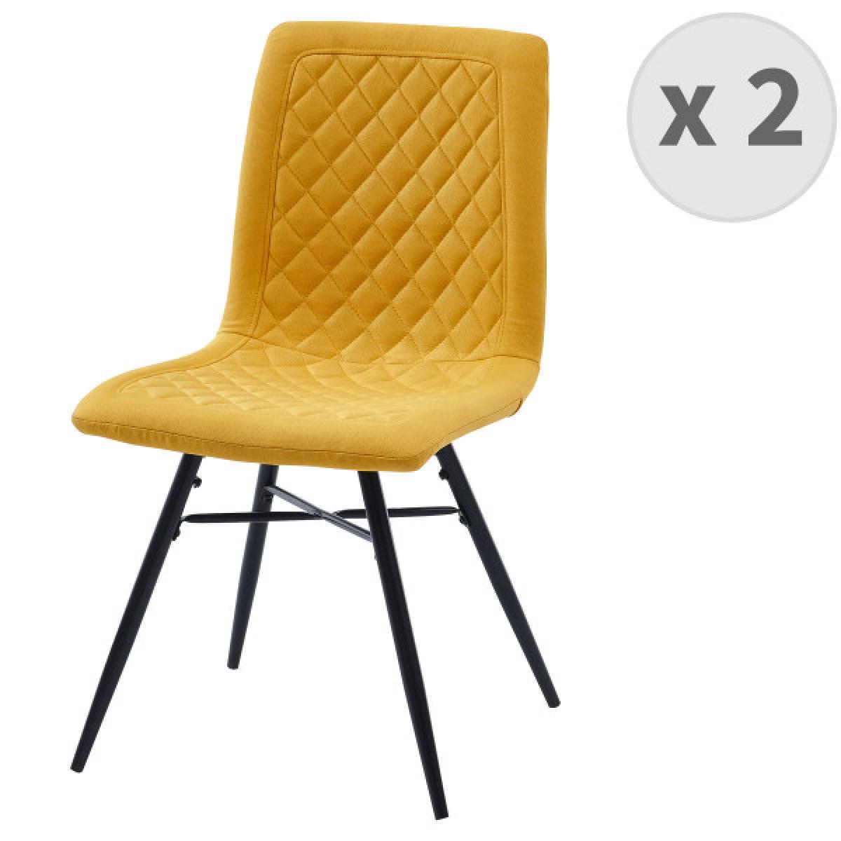 Moloo - OXFORD-Chaise indus tissu curry foncé pieds noir (x2) - Chaises