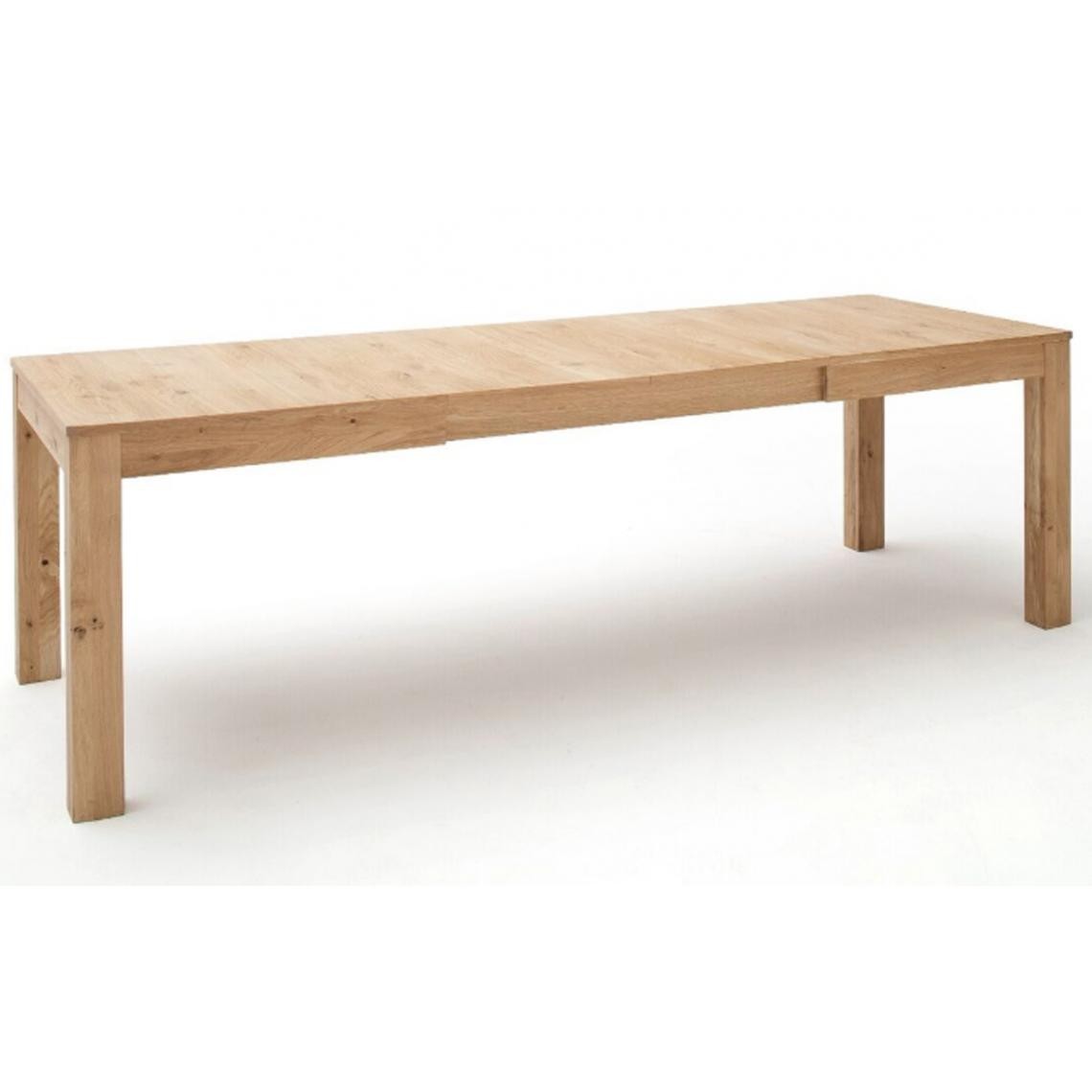 Pegane - Table à manger extensible en chêne blanchi - L.160 x H.79 x P.90 cm - Tables à manger