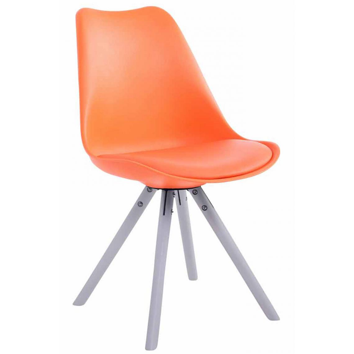 Icaverne - Moderne Chaise visiteur serie Katmandou cuir synthétique rond blanc (chêne) couleur Orange - Chaises