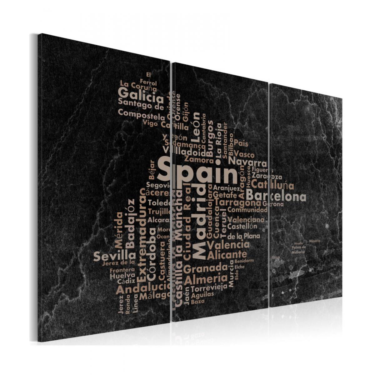 Artgeist - Tableau - Text map of Spain on the blackboard - triptych 60x40 - Tableaux, peintures