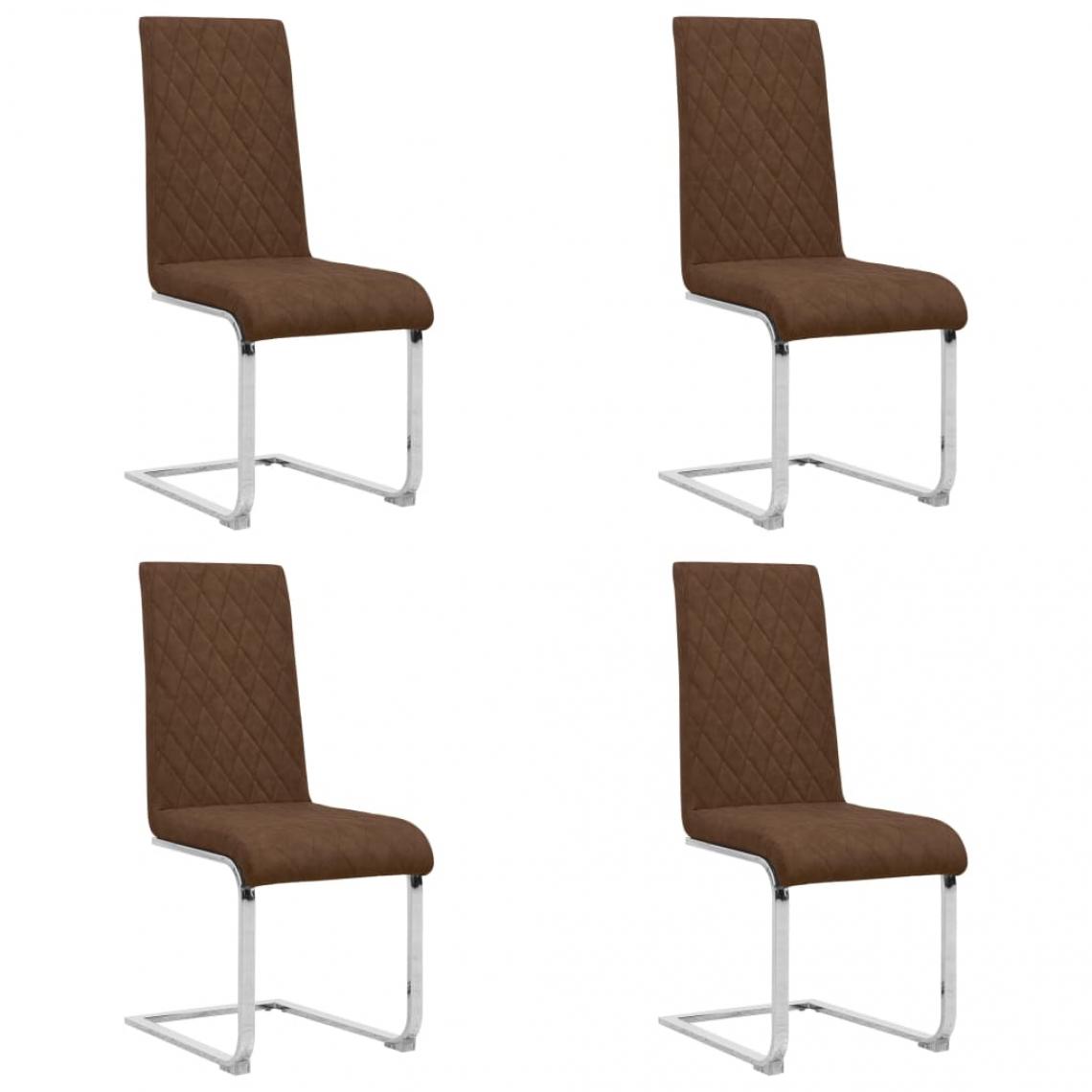 Decoshop26 - Lot de 4 chaises de salle à manger cuisine cantilever design moderne similicuir marron CDS021408 - Chaises