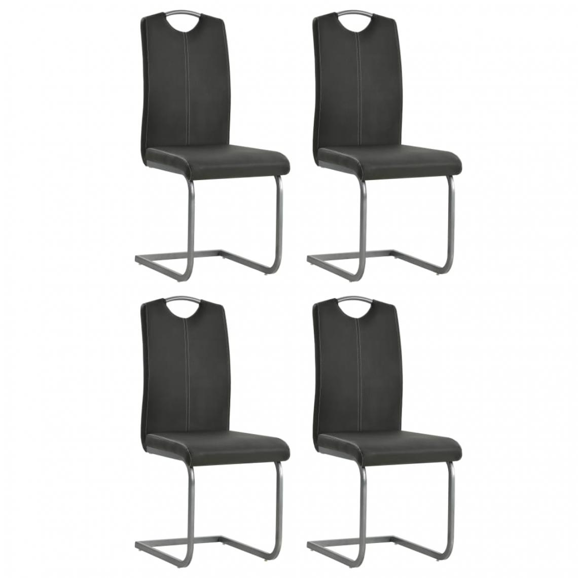 Decoshop26 - Lot de 4 chaises de salle à manger cuisine design moderne cantilever en similicuir gris CDS021374 - Chaises