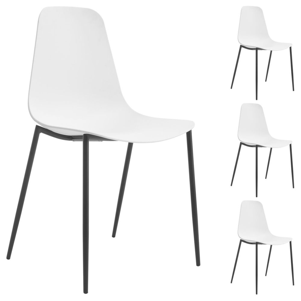 Idimex - Lot de 4 chaises FRIDO, en plastique blanc - Chaises