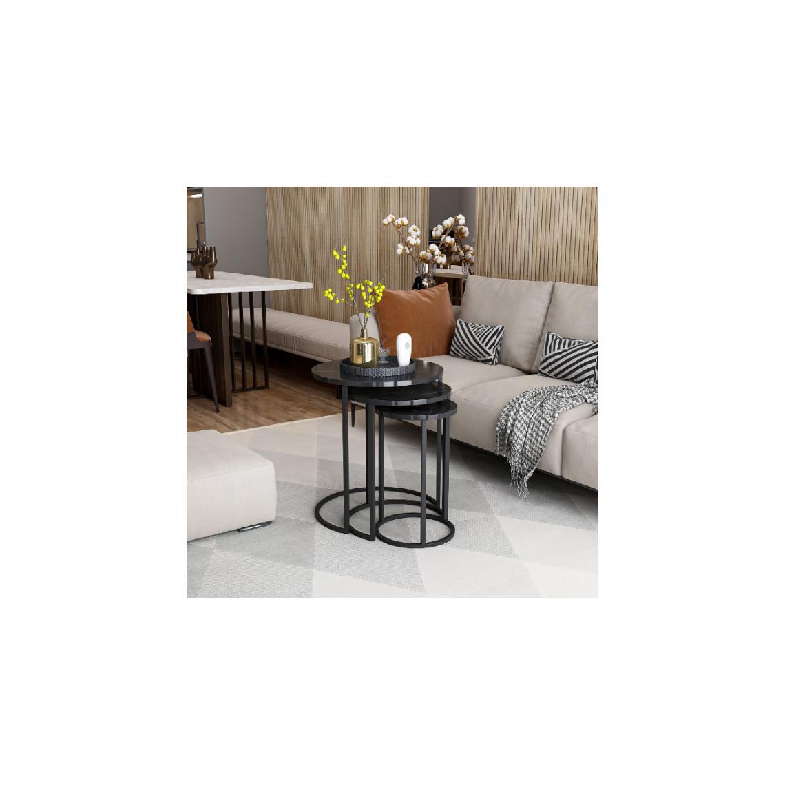 Homemania - Table basse Gloria - avec étagères - Salon - Noir en Bague de particules de mélamine, 50 x 50 x 58 - Tables à manger