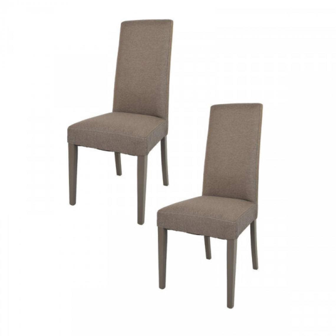 Dansmamaison - Duo de chaises tissu Marron - PISE - L 54 x l 46 x H 99 cm - Chaises
