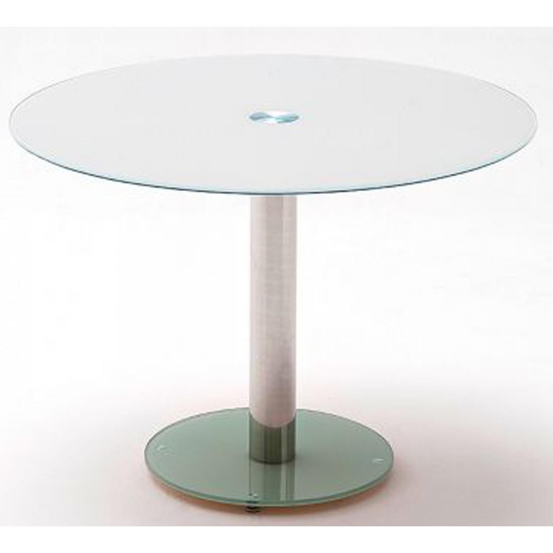 Pegane - Table à manger en métal et verre de sécurité blanc - L.100 x H.77 x P.100 cm - Tables à manger