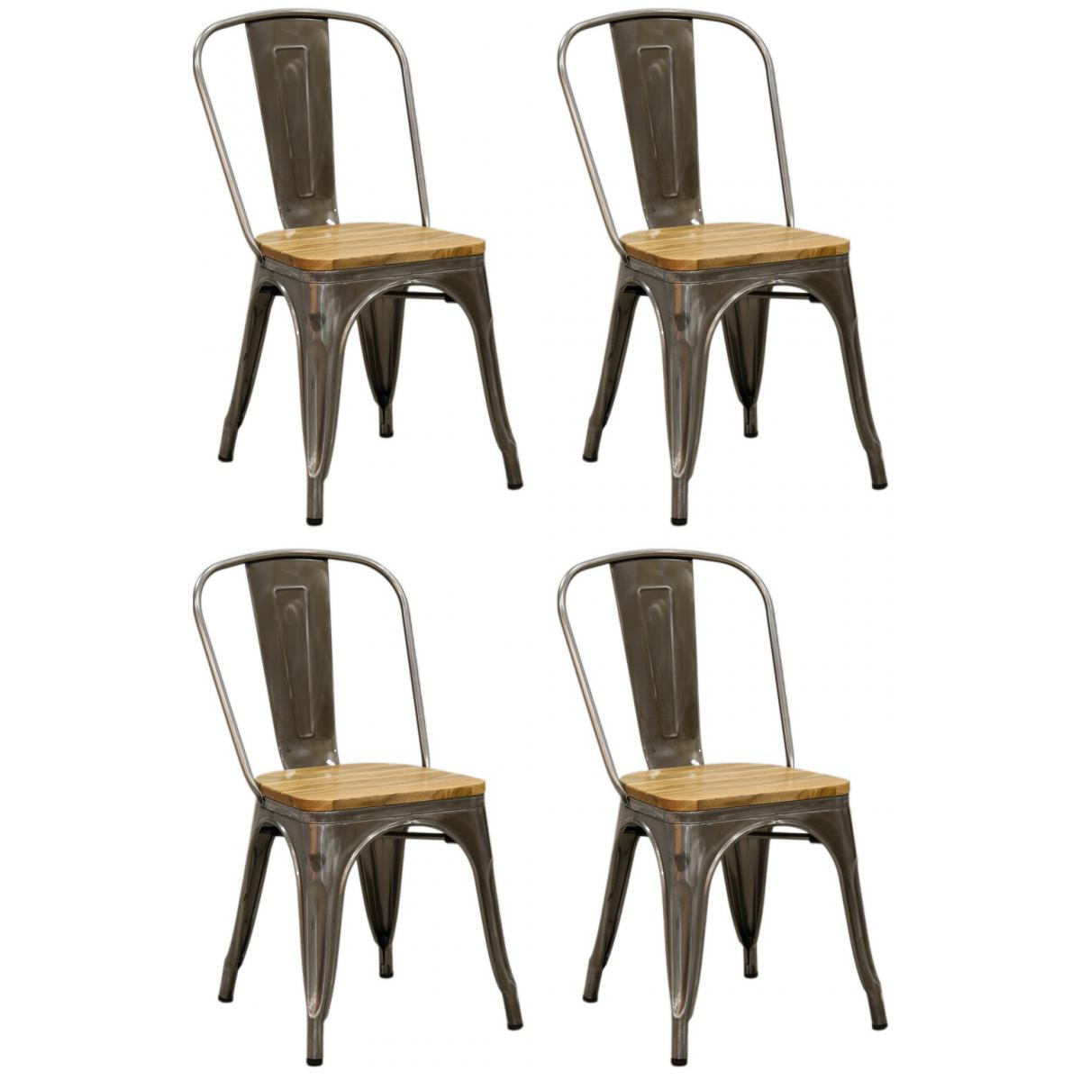 Aubry Gaspard - Chaise industrielle en métal et bois d'orme huilé - Chaises