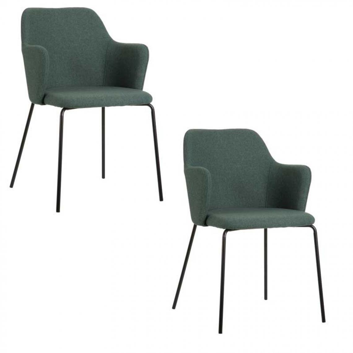Tousmesmeubles - Duo de chaises avec accoudoirs Tissu/Métal Vert - BRATSO - Chaises