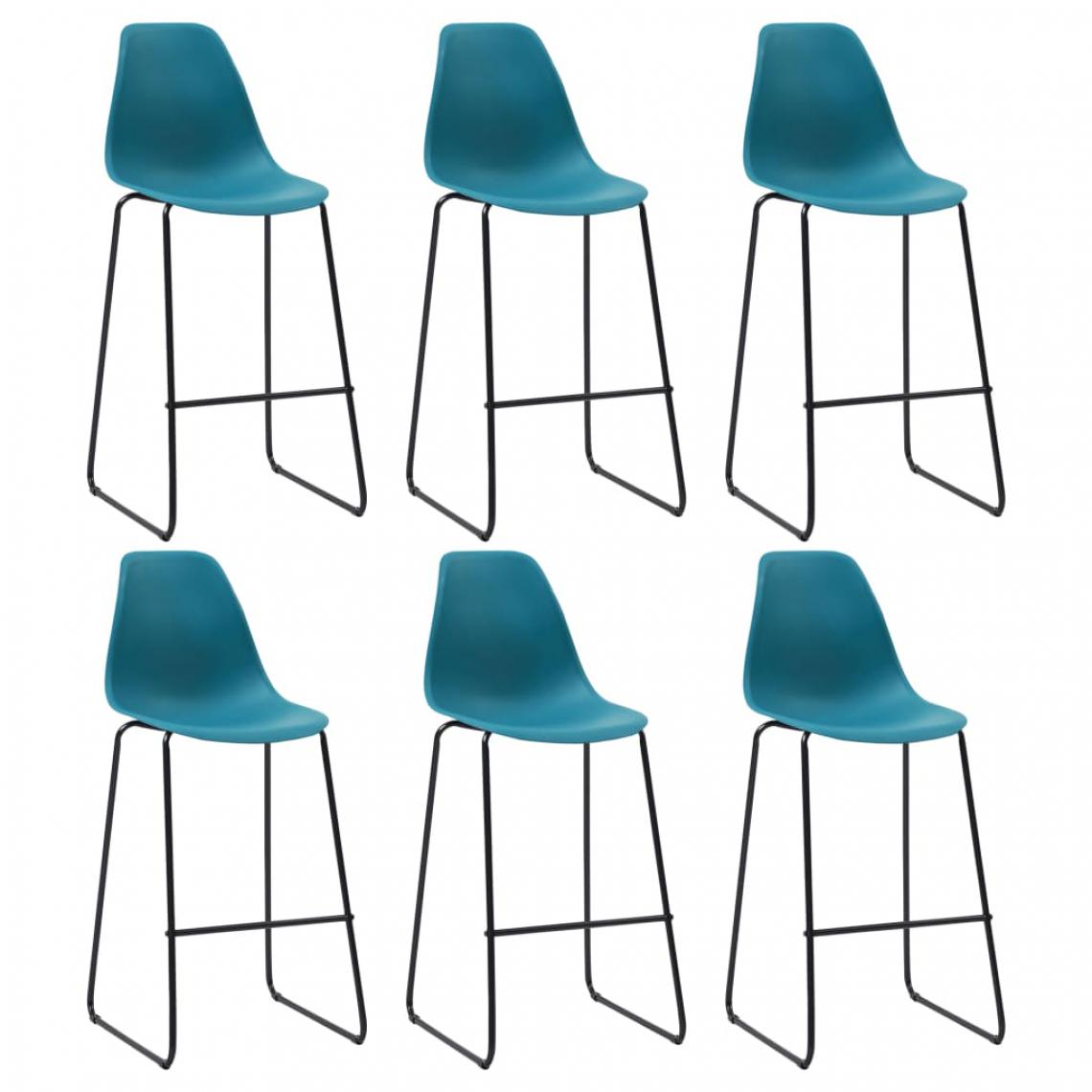 Uco - UCO Chaises de bar 6 pcs Turquoise Plastique - Chaises