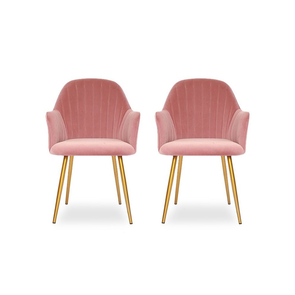 Meubler Design - Chaise de salle à manger pied or Skull x2 rose - Chaises