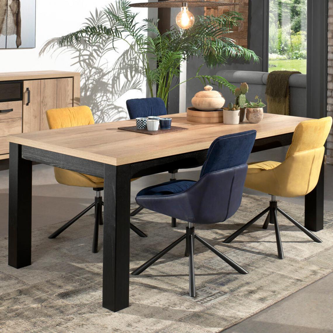 Nouvomeuble - Table 180 cm industrielle couleur chêne ARCHIBALD - Tables à manger