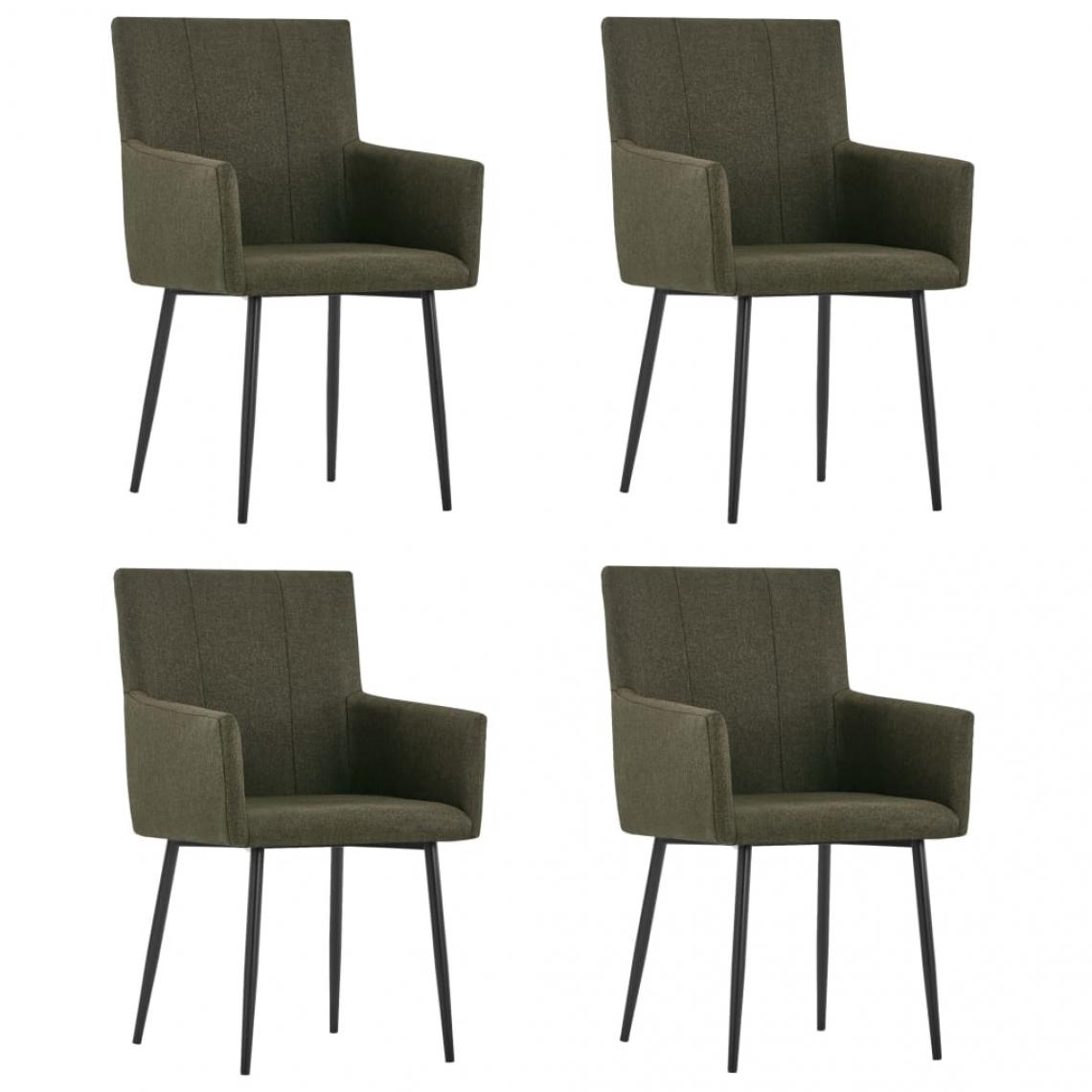 Decoshop26 - Lot de 4 chaises de salle à manger cuisine avec accoudoirs design moderne tissu marron CDS021211 - Chaises