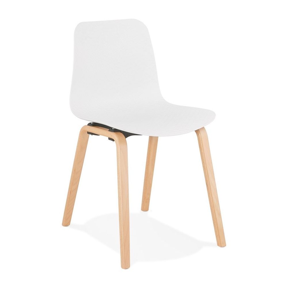 Alterego - Chaise scandinave 'PACIFIK' blanche avec pieds en bois finition naturelle - Chaises