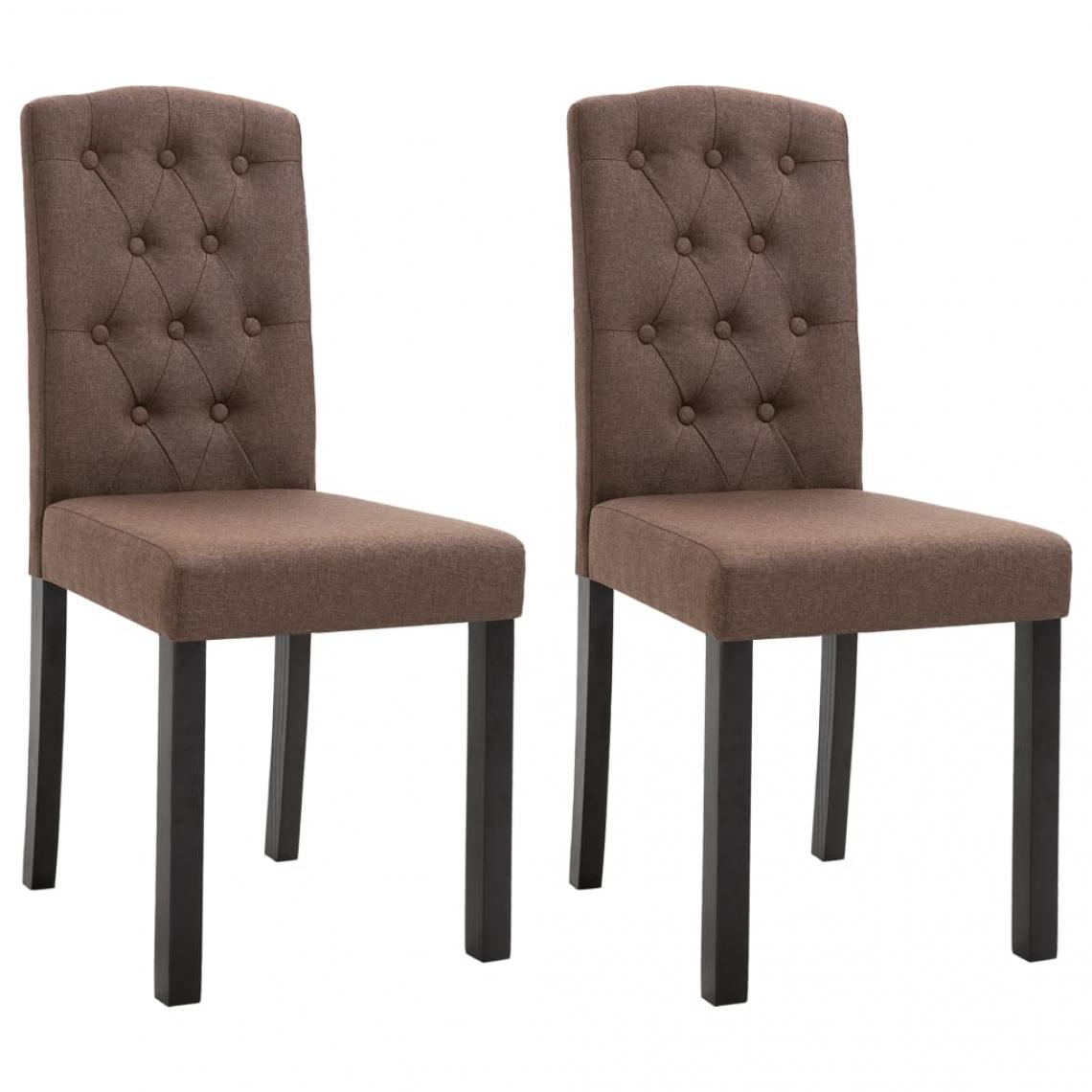 Decoshop26 - Lot de 2 chaises de salle à manger cuisine design classique tissu marron CDS020759 - Chaises