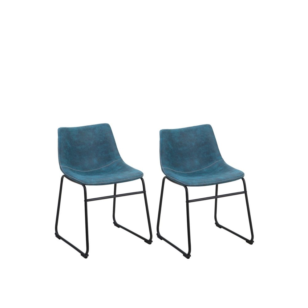 Beliani - Beliani Lot de 2 chaises en tissu bleu BATAVIA - - Chaises