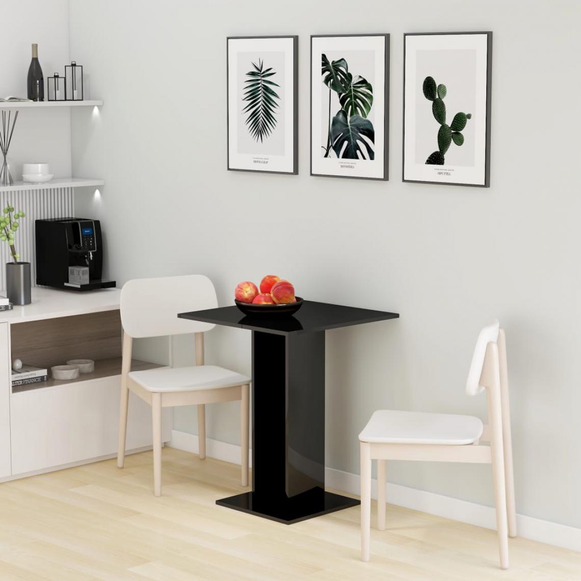 Chunhelife - Table de bistro Noir brillant 60x60x75 cm Aggloméré - Tables à manger